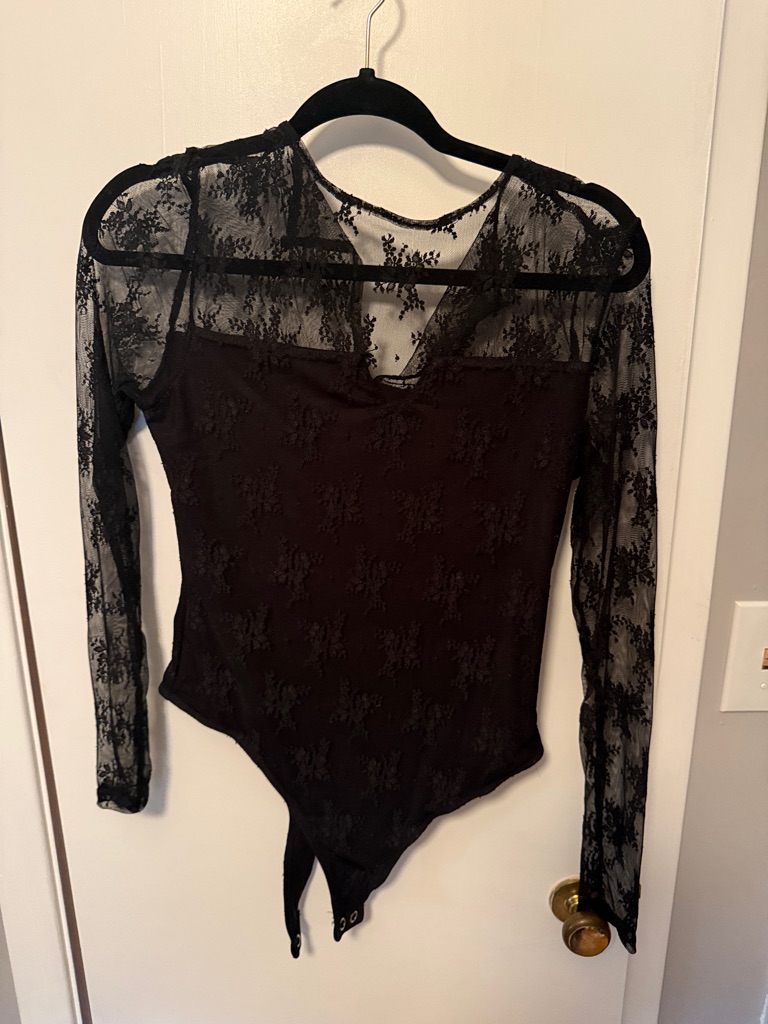 Sonoma Black Lace Long-Sleeve Bodysuit
